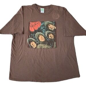 Vintage The Beatles Rubber Soul T-shirt Size 2XL Brown Apple Corps Album